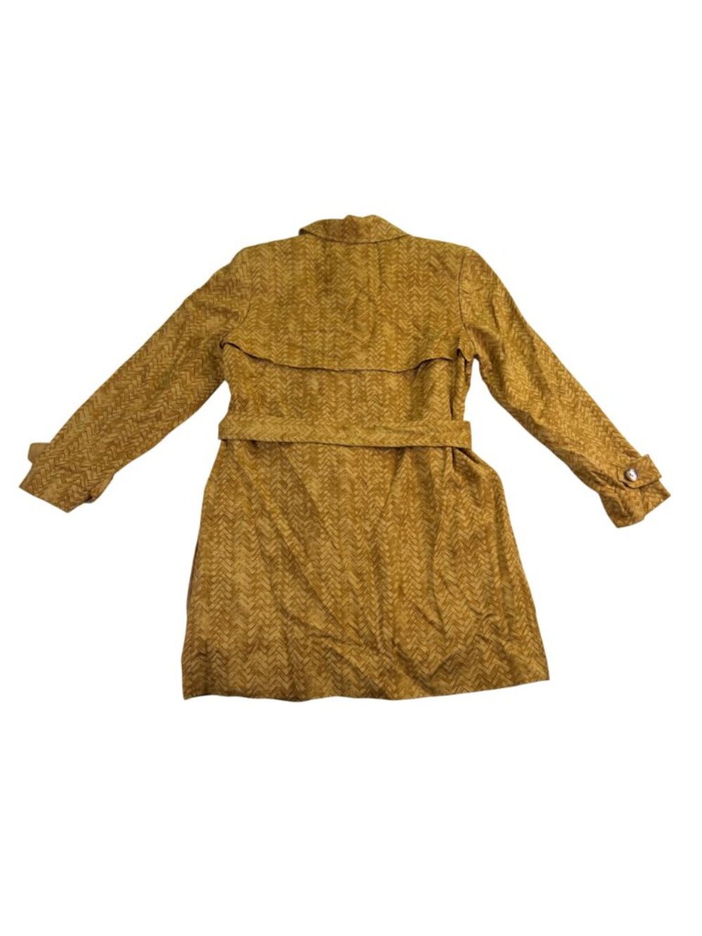 Hettabretz Womens Yellow 100% Silk Double-Breasted Trench Coat With Belt Italy - Picture 3 of 11